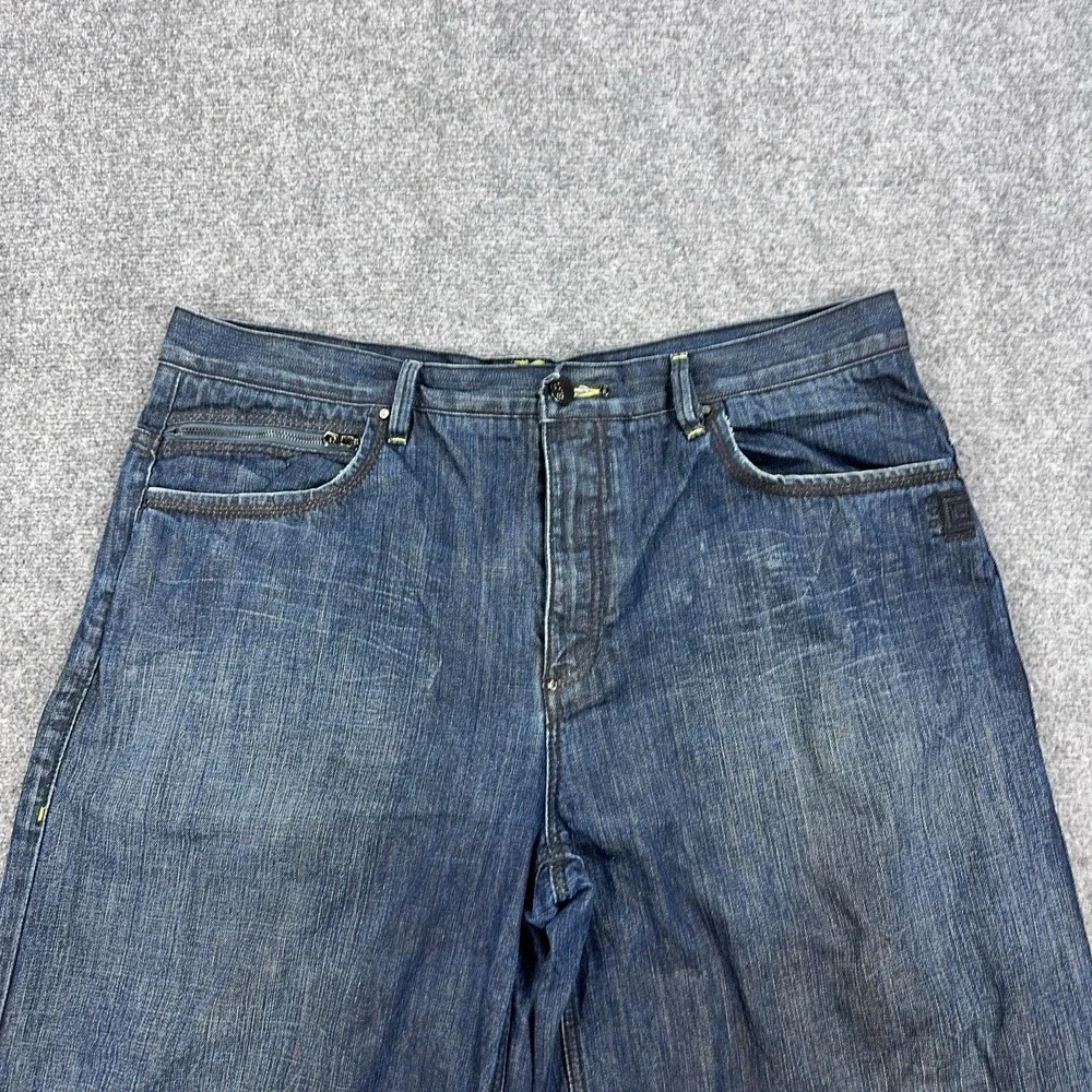 Coogi Shorts Mens 42 Blue Denim Bermuda Relaxed Fit Studded 12 Inseam‎ Pockets